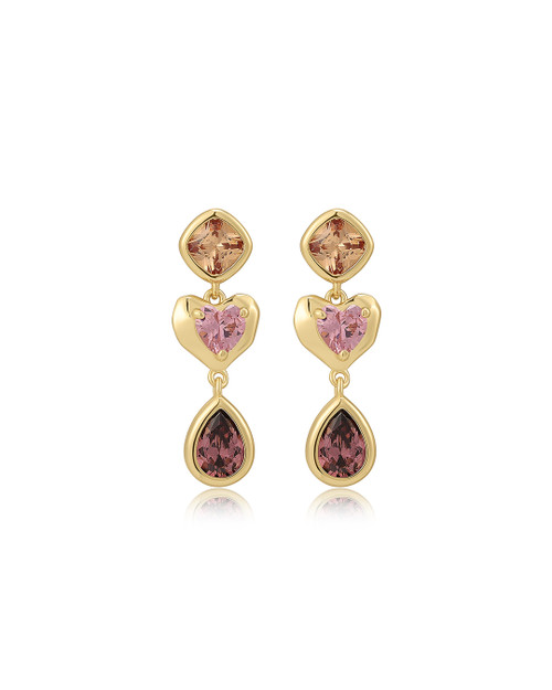 The Heart Stone Studs - Gold