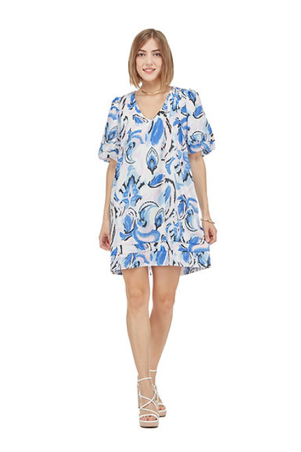 Pleated Puff Slv Dress - Summer Paisley 