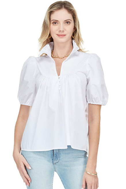 Button Front Blouse - White 