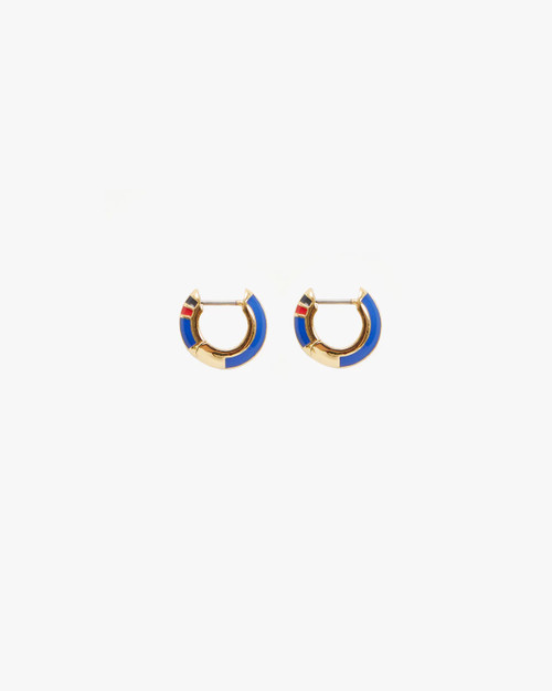 Huggie Earrings - Gold/Bright Cobalt