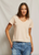 Hendrix Cotton Boxy V Neck Tee - Peaches & Cream 