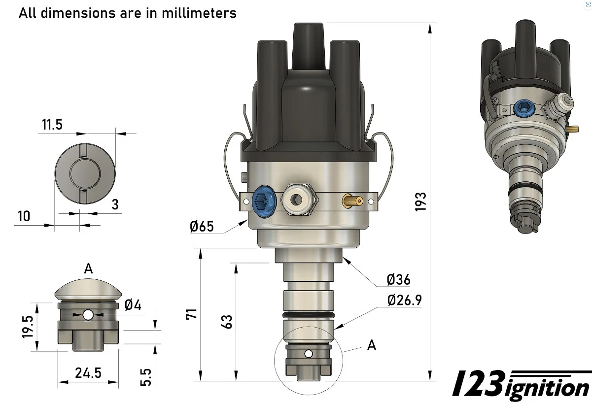 MGA, MGB, Mini, Austin Healy, Triumph etc.  SWITCHED 4 cylinder. Replaces 25D, 45D Lucas distributors. 