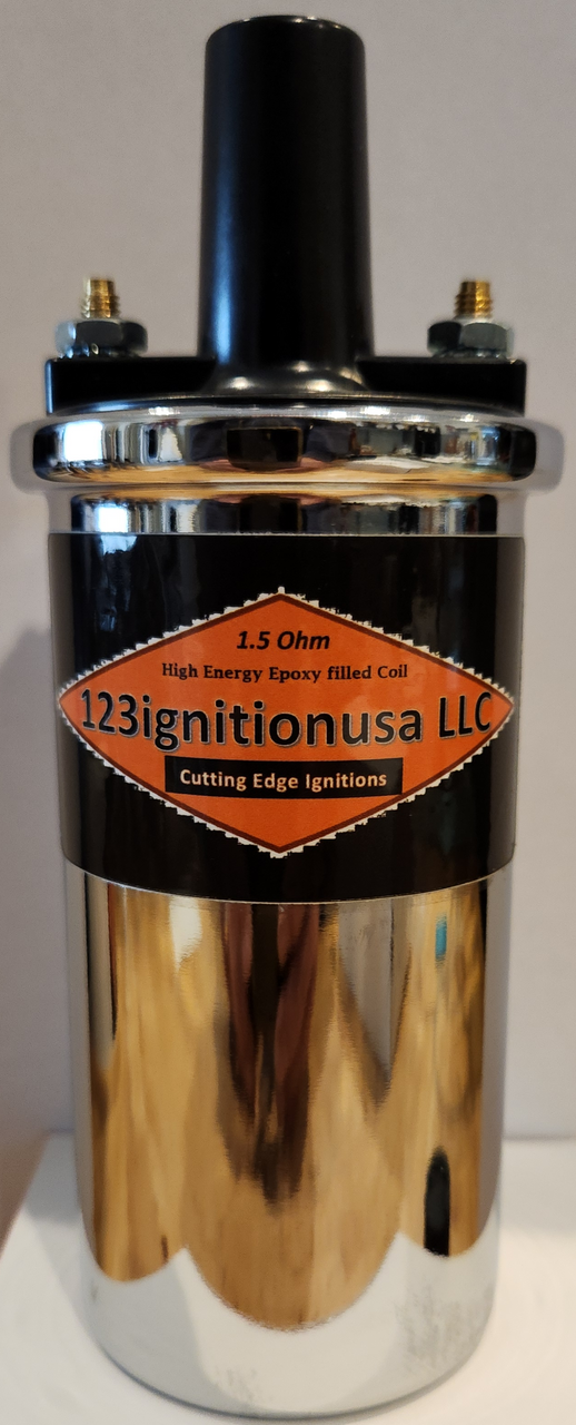 Chrome Epoxy Coil 1.5 ohm for 8 and 6 cyl, also 4cyl race and 6v systems