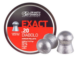 Large round tin of JSB 20 caliber 13.73 grain lead diabolo pellets and tin has the JSB red and Black label. 2 pellets displayed outside of the tin to show shape. great for all 20 caliber airguns.