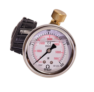 Omega HP3 Valve With Gauges, line pressure gauge pic, for sale at High Pressure Pneumatics Omega HP3 Valve With Gauges, line pressure gauge pic, for sale at High Pressure Pneumatics