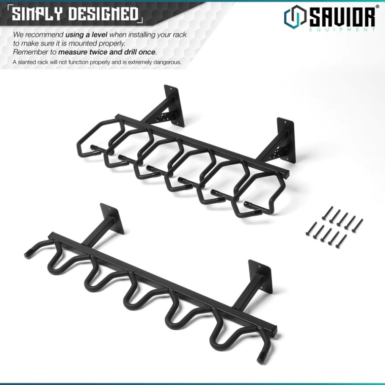 Savior Wall Mount 6 Rifle Rack, top and bottom rack with mounting screws pic, for sale at High Pressure Pneumatics