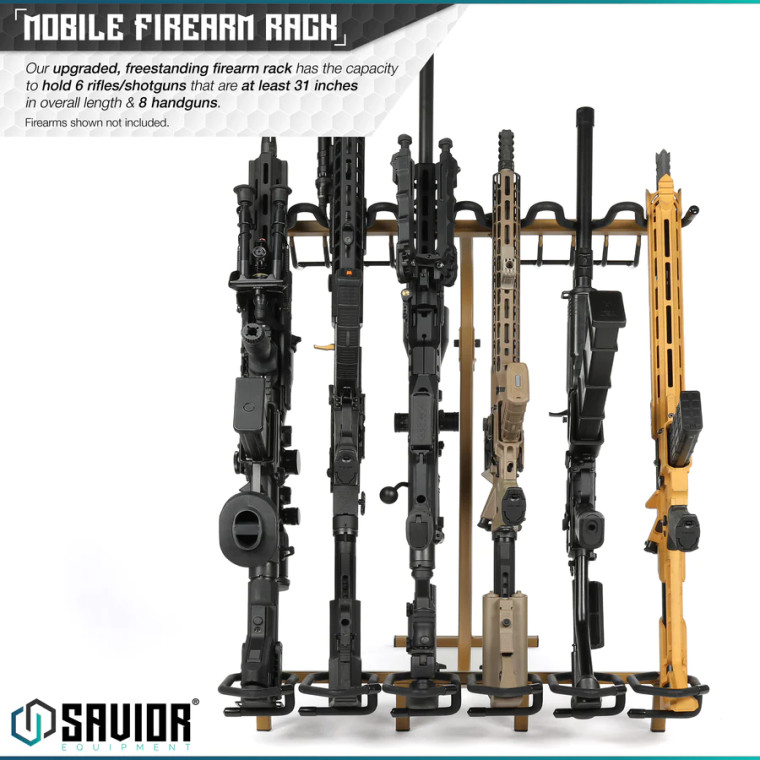 Savior Equipment Mobile Gun Rack Stand, Mobile gun rack full pic, for sale at High Pressure Pneumatics