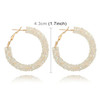 Women Crystal Hoop Earrings Geometric Round Shiny Rhinestone Big Earring Jewelry(White)