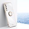 For Huawei P30 XINLI Straight 6D Plating Gold Edge TPU Shockproof Case with Ring Holder(White)