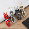 TOPK AN09 Micro USB Charging + Transmission Aluminum Alloy Tiger Texture Nylon Braided Data Cable(Gold)