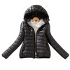 Warm Winter Parka Jacket Ladies Women Slim Short Coat, Size:L(Black)