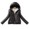 Warm Winter Parka Jacket Ladies Women Slim Short Coat, Size:M(Black)