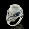Vintage Silver Hollow Natural Opal Rings Feather Pattern Rings for Women Jewelry, Ring Size:8