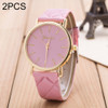 2 PCS Casual Simple Sofa Leather Quartz Couple Watch(Pink)