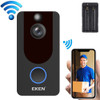 EKEN V7 1080P Wireless WiFi Smart Video Doorbell, Support Motion Detection & Infrared Night Vision & Two-way Voice, Package 1: Doorbell + Dual Slots Battery Charger(Black)