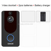 EKEN V7 1080P Wireless WiFi Smart Video Doorbell, Support Motion Detection & Infrared Night Vision & Two-way Voice, Package 1: Doorbell + Dual Slots Battery Charger(Black)