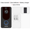 EKEN V7 1080P Wireless WiFi Smart Video Doorbell, Support Motion Detection & Infrared Night Vision & Two-way Voice, Package 4: Doorbell + Dual Slots Battery Charger + 2 x Chime(Black)