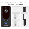 EKEN V7 1080P Wireless WiFi Smart Video Doorbell, Support Motion Detection & Infrared Night Vision & Two-way Voice, Package 6: Doorbell + Dual Slots Battery Charger + 2 x Chime + WiFi Repeater(Black)