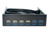 6 Ports 5.25 Inch Floppy Bay Front Panel With Power Adapter USB Hub Spilitter 2 Ports USB 3.0 + 4 Ports USB 2.0