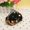 Retro Vintage Flower Small Lady Wallet Hasp Purse Clutch Bag(Black)