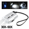 Pocket 30X-60X Microscope with 2-LED Lights / Money Detector Light