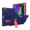 Contrast Color Robot Shockproof Silicone + PC Protective Tablet Case with Holder For iPad Pro 12.9 inch (2018/2020)(Navy Blue Rose)