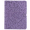 For iPad Pro 12.9 (2020) & Pro 12.9 (2018) Pressed Printing Sunflower Pattern Horizontal Flip PU Leather Tablet Case with Holder & Card Slots & Wallet(Purple)