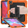 For iPad Pro 12.9 (2020) Shockproof Colorful Silicone + PC Protective Tablet Case with Holder & Shoulder Strap & Hand Strap & Pen Slot(Orange)