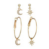 Ladies Crystal Earrings Stars The Moon Ear Ring Suit(Gold)
