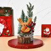 Mini Christmas Tree With Lights And Luminous Wooden Bottom Tabletop Christmas Tree Decoration Ornaments(Fawn)