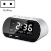 Dual USB Charge Alarm Smart Wireless Radio LCD Temperature Clock, Specification: EU Plug(White)