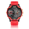 CAGARNY 6830 Fashion Waterproof Quartz Watch with TPE Wristband(Red + Gold)