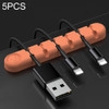 5 PCS 6 Holes Bear Silicone Desktop Data Cable Organizing And Fixing Device(Coral Orange)