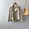 Ladies Retro Short Loose Windbreaker Jacket (Color:Khaki Size:L)