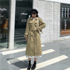 Ladies Double-breasted British Style Mid-length Trench Coat (Color:Khaki Size:M)