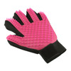 Left Hand Five Finger Deshedding Brush Glove Pet Gentle Efficient Massage Grooming(Pink)