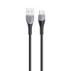 USAMS US-SJ542 U77 3A Type-C / USB-C Charging Data Cable with Colorful Lights, Length: 1.2m(Black)