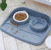 Dog Cats Pet Feeder Drinking Bowls Food Bowl(Grey)