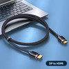 USAMS US-SJ530 U74 DP to HDMI 4K Glossy Aluminum Alloy HD Audio and Video Cable, Cable Length: 2m(Black)