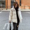 Ladies Loose Stand-up Collar Harajuku Style Down Jacket (Color:Black Size:M)