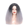 Matte Realistic Corn Perm Long Curly Hair Woolen Volume Wig Headgear(Black Gradient Milky Gray)