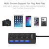 4 Ports USB Hub 2.0 USB Splitter High Speed 480Mbps with ON/OFF Switch, 4 LED(Black)