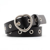 3PCS Narrow Thin Leather Silver Metal Heart Buckle Belts for Women, Belt Length:105cm(Coffee)