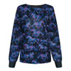 Round Neck Printed Nurse Clothes Long Sleeve Top (Color:Blue Size:L)