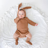 3 in 1 Autumn Baby Rabbit Shaped Cotton Pit Strip Lycra Romper with Hat & Socks Set (Color:Brown Size:73cm)