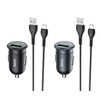 hoco Z43 Mighty Single Port QC3.0 18W Car Charger with USB to USB-C / Type-C Data Cable(Black)