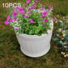 10 PCS Imitation Wooden Barrel Plastic Resin Flower Pot with Tray, Top Diameter: 9cm, Height: 6.5cm(White)