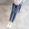 Feet Outer Wear Fashion Denim Leggings For Pregnant Women (Color:Light Blue Size:M)