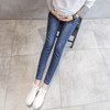 Feet Outer Wear Fashion Denim Leggings For Pregnant Women (Color:Light Blue Size:M)