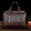 Large Capacity PU Leather Business Travel Bag Sports Gym Travel Handbag (Brown)